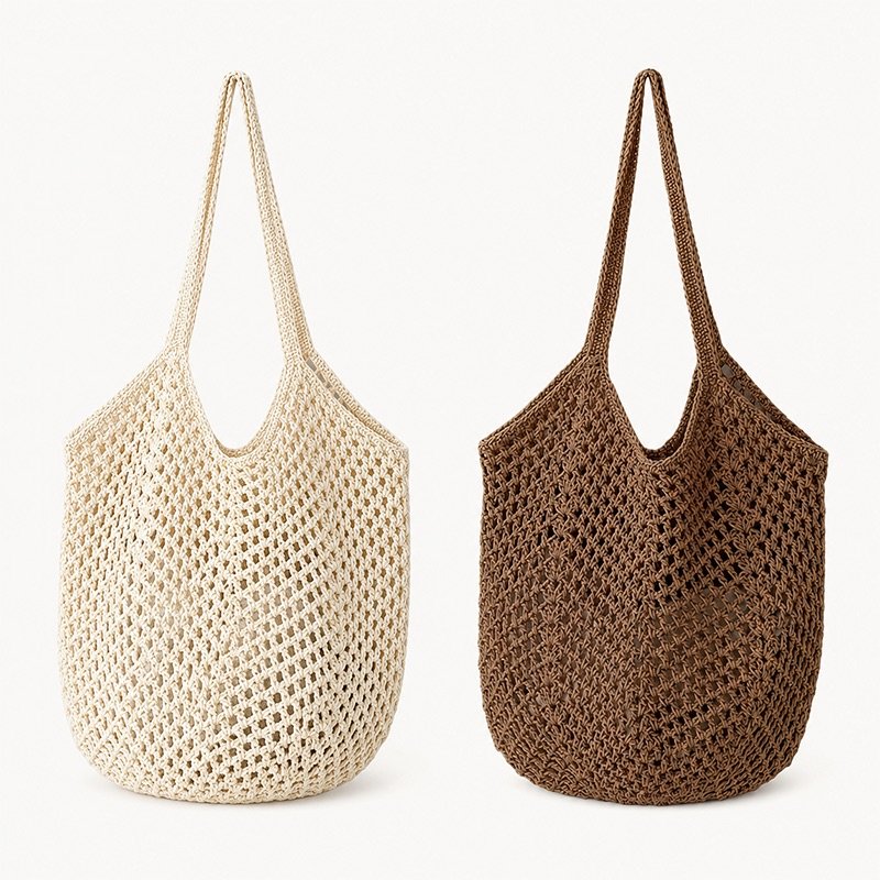 Boho Crochet Mesh Tote Bag - Image 4