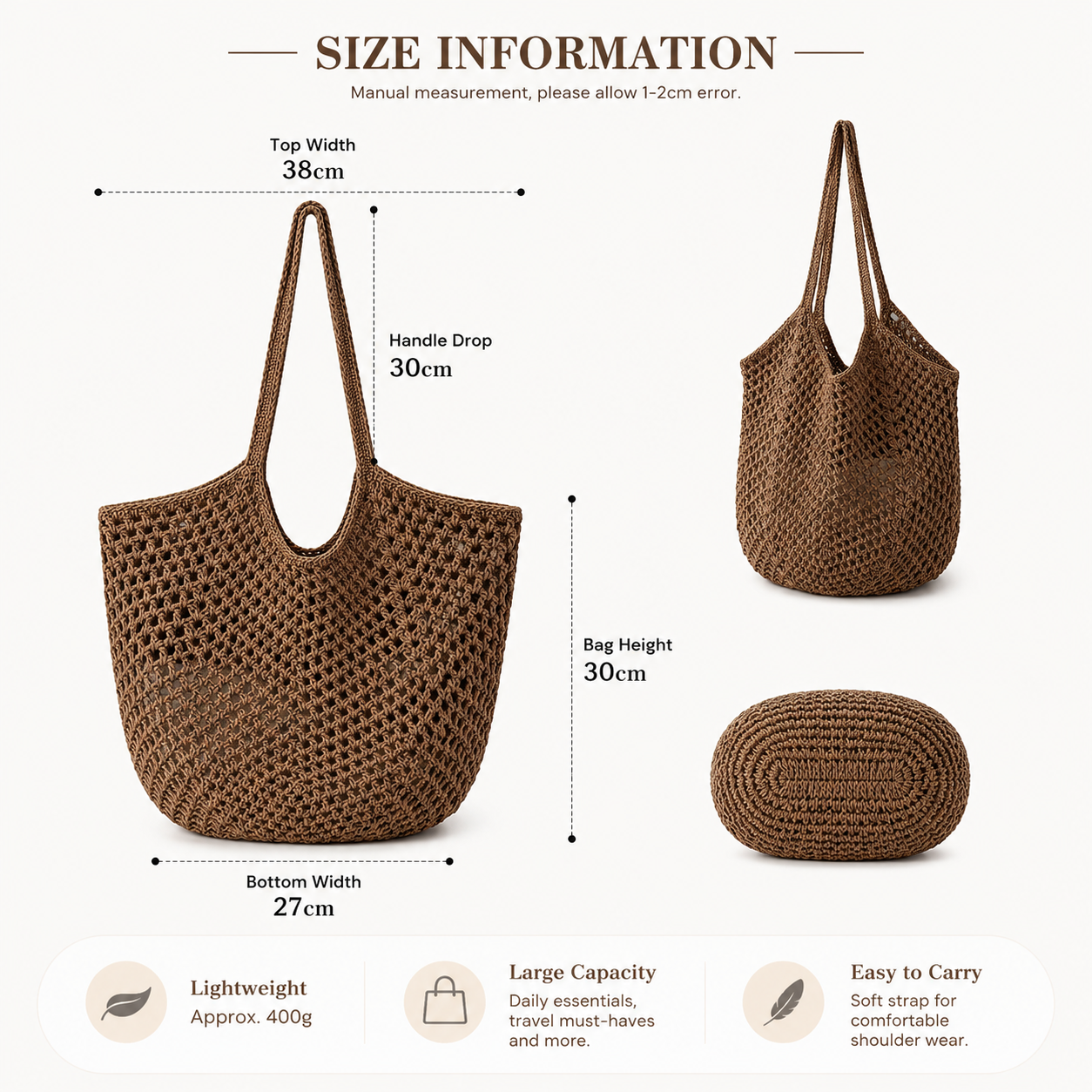 Boho Crochet Mesh Tote Bag - Image 6