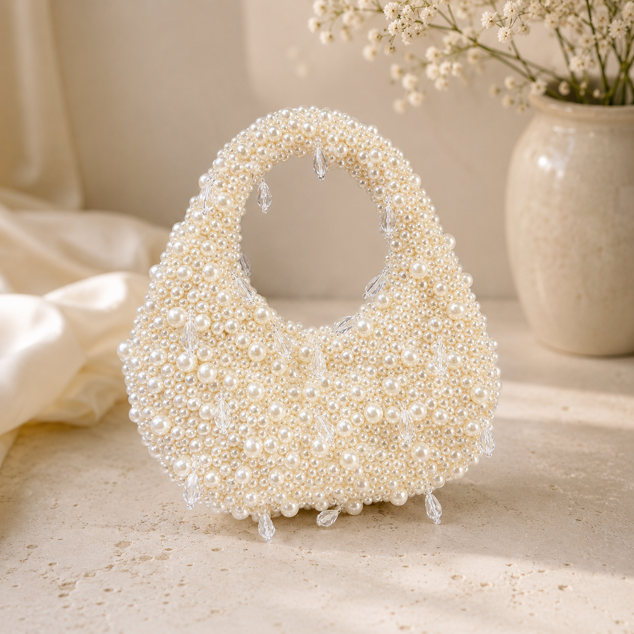 Pearl Beaded Evening Shoulder Bag - Image 3