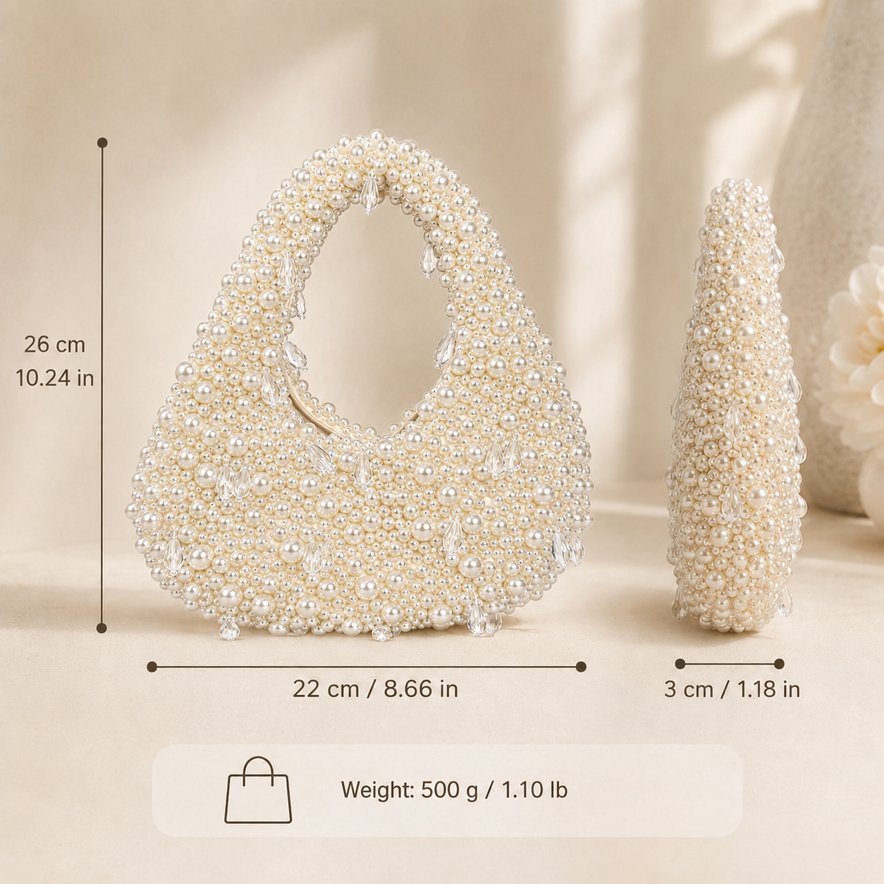 Pearl Beaded Evening Shoulder Bag - Image 9