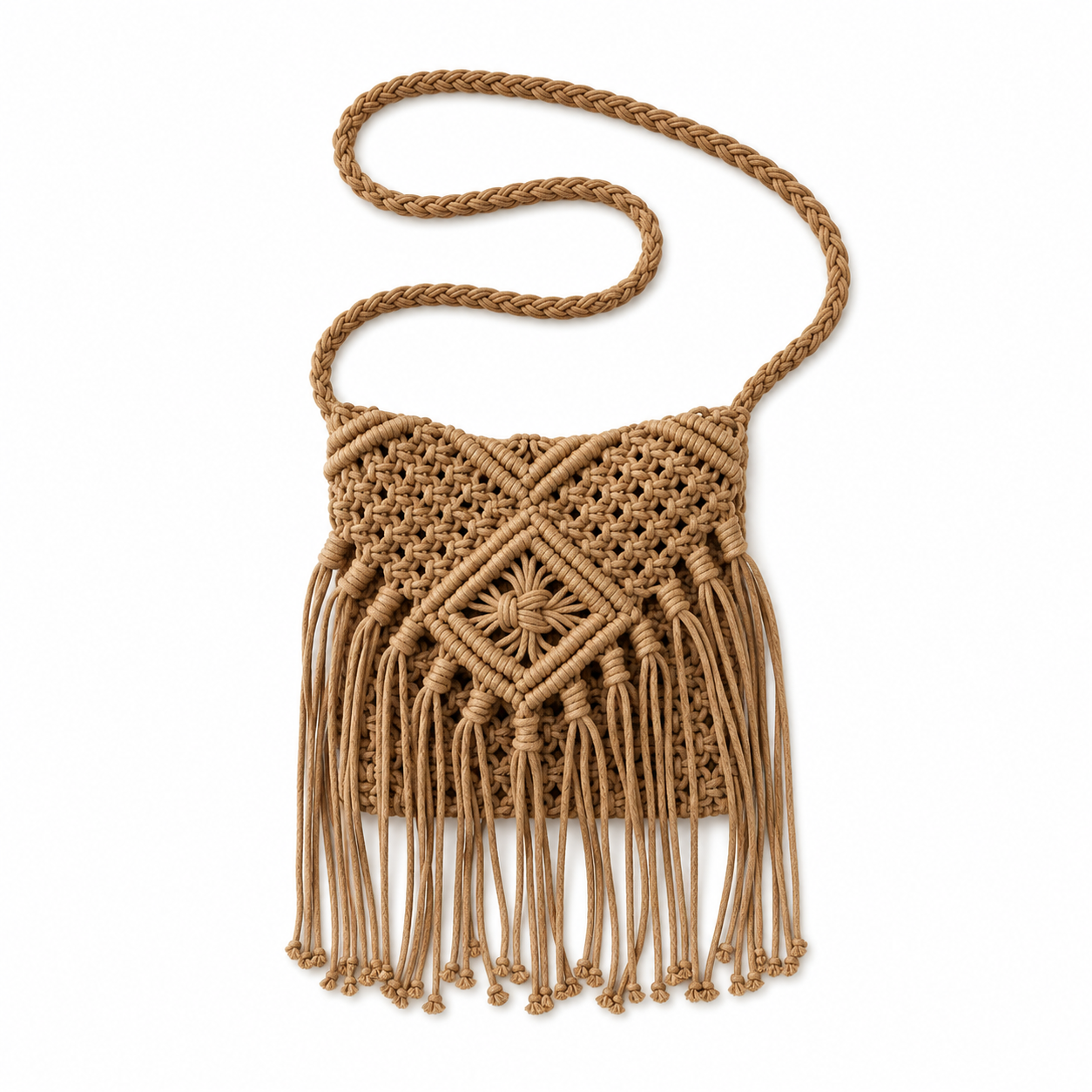 Macrame Fringe Crossbody Bag