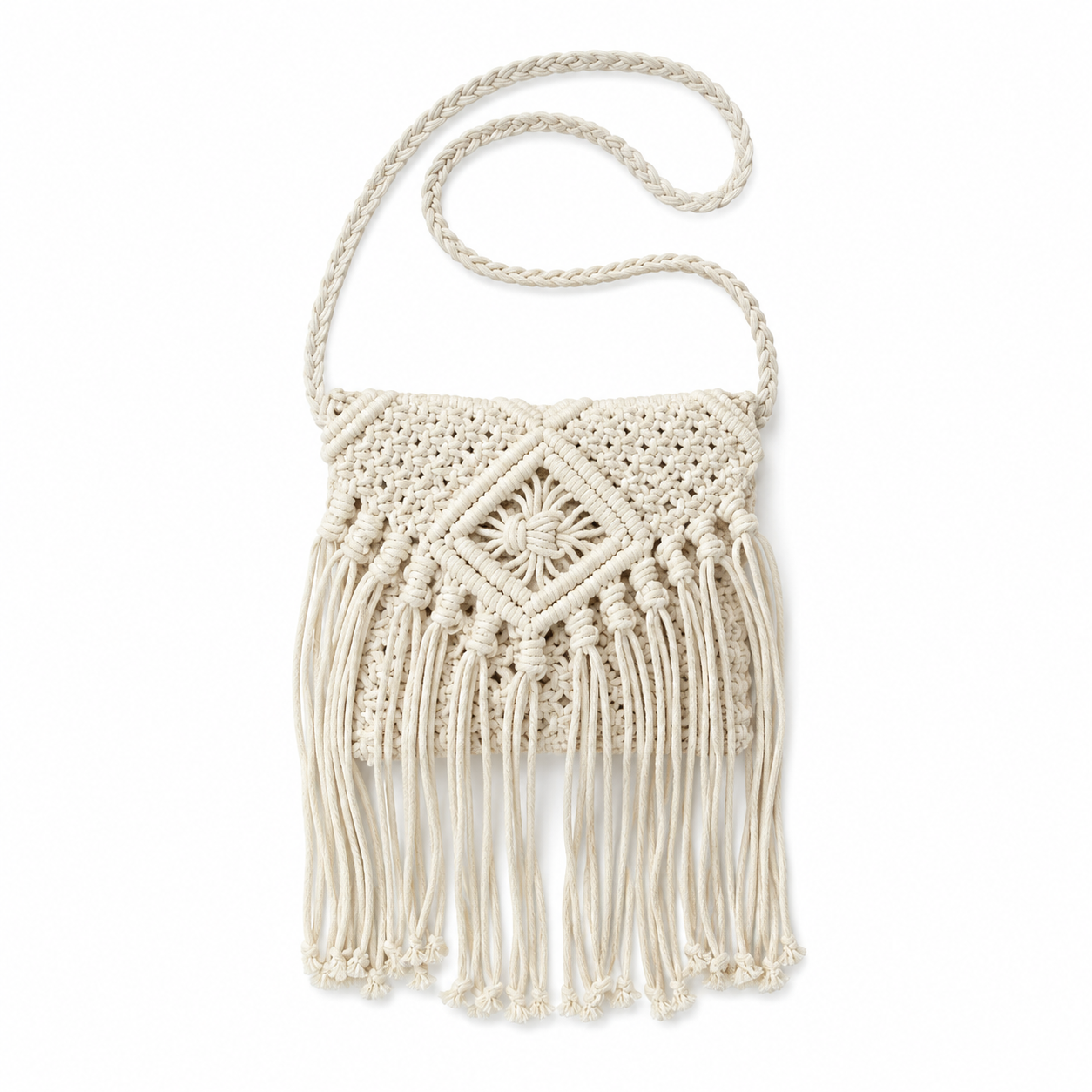Macrame Fringe Crossbody Bag - Image 2