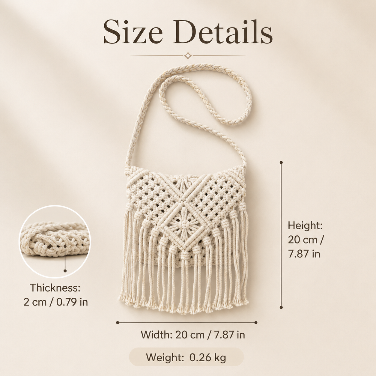 Macrame Fringe Crossbody Bag - Image 5