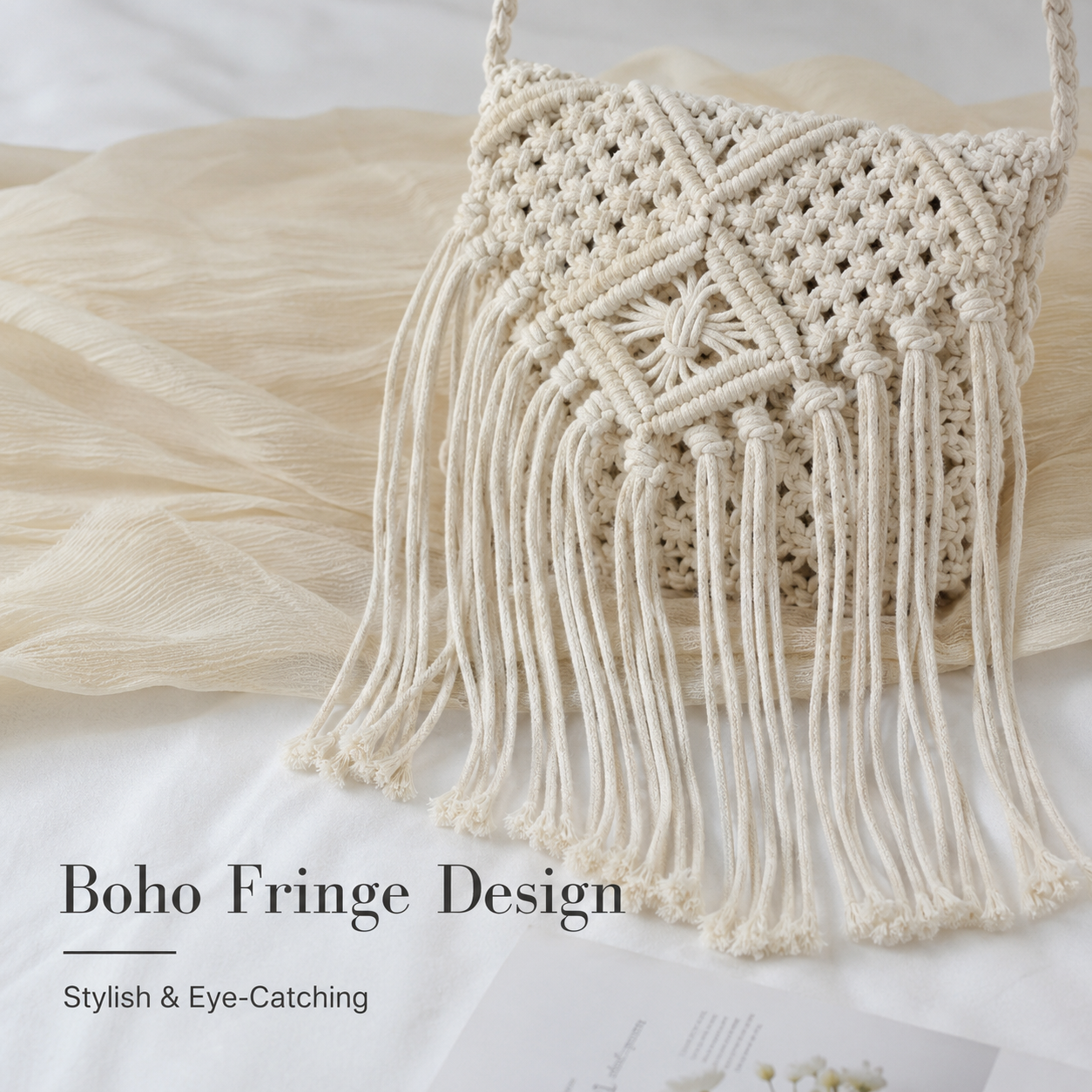 Macrame Fringe Crossbody Bag - Image 7