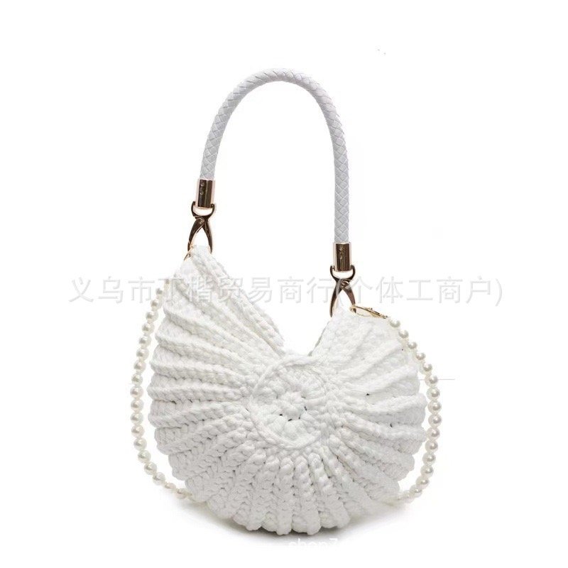 Round Crochet Fan Crossbody Bag - Image 5