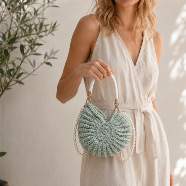 Round Crochet Fan Crossbody Bag