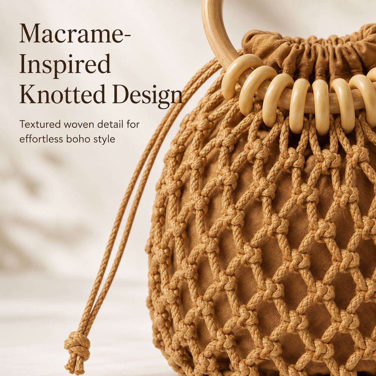 Wooden-Ring Macrame Drawstring Bag - Image 9