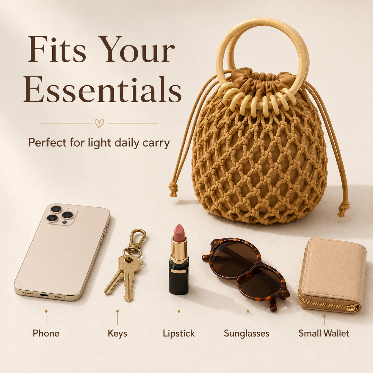 Wooden-Ring Macrame Drawstring Bag - Image 10