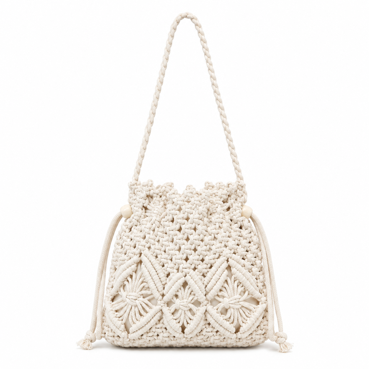 Macrame Drawstring Bucket Crossbody - Image 2