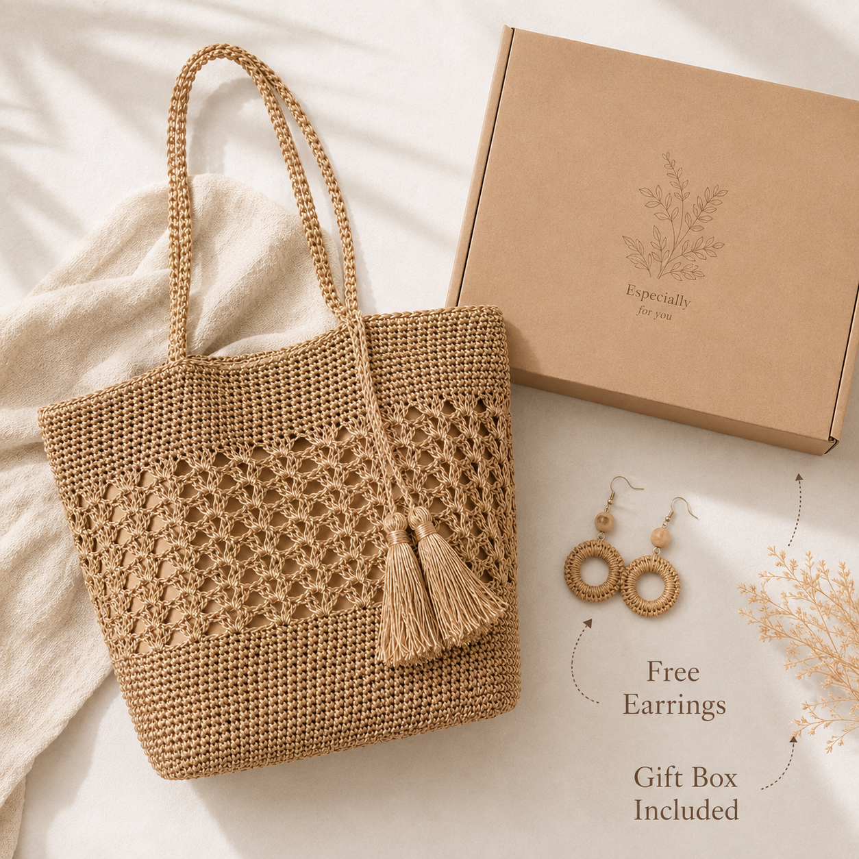 Tassel Crochet Beach Tote - Image 9