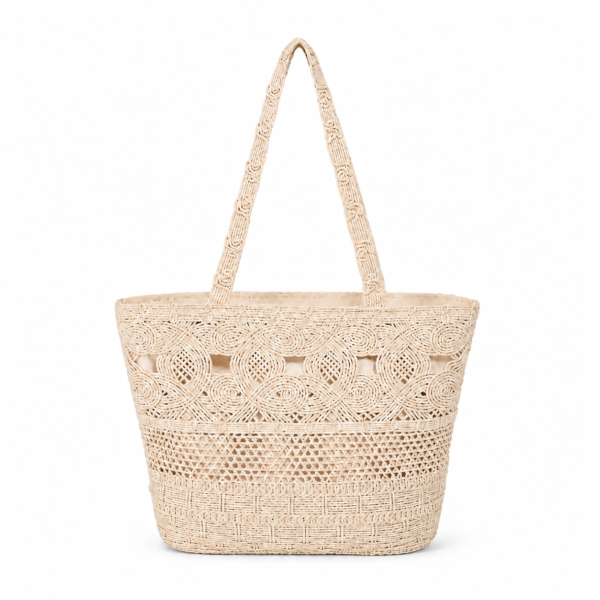 Lace-Panel Crochet Beach Tote