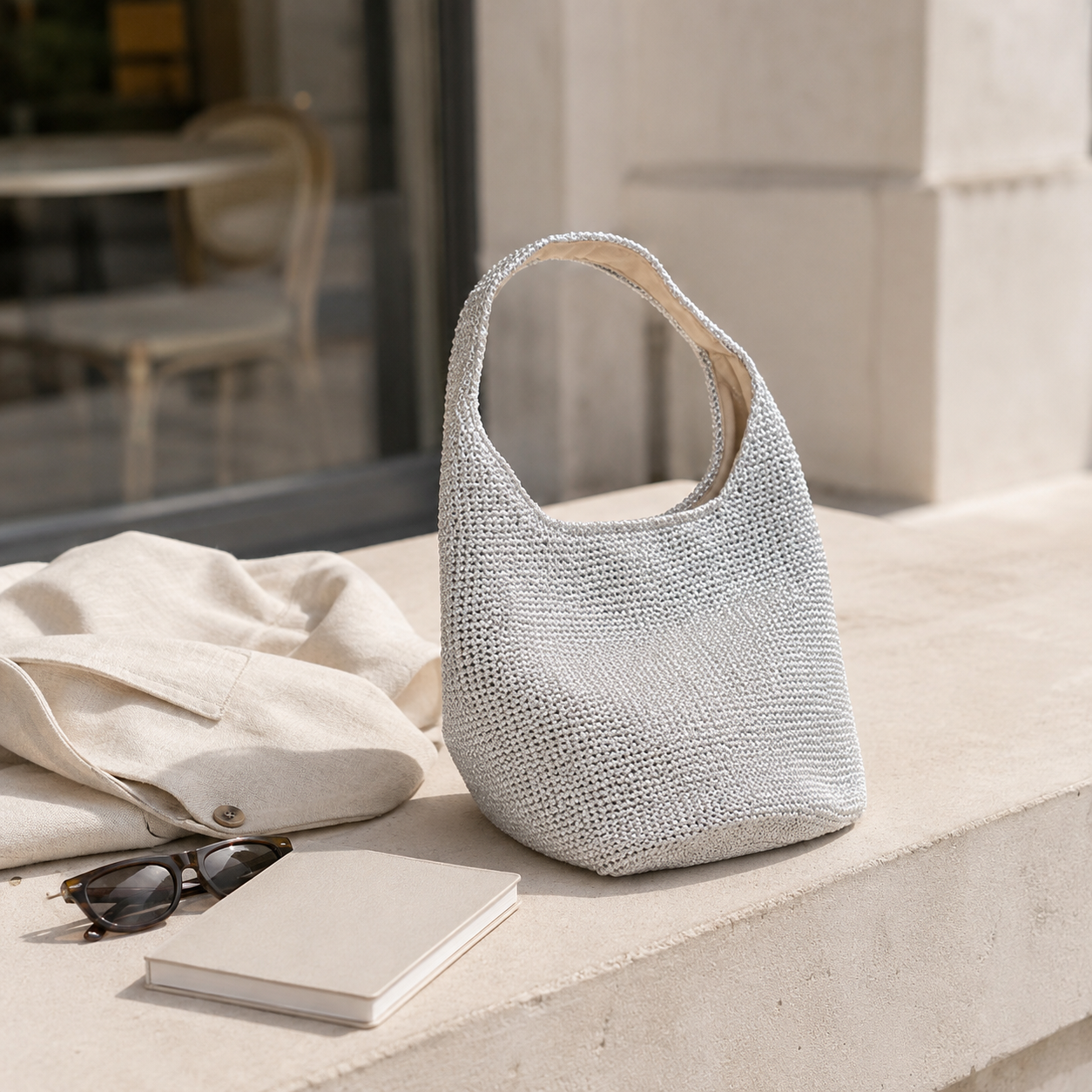 Minimal Crochet Hobo Shoulder Bag - Image 10