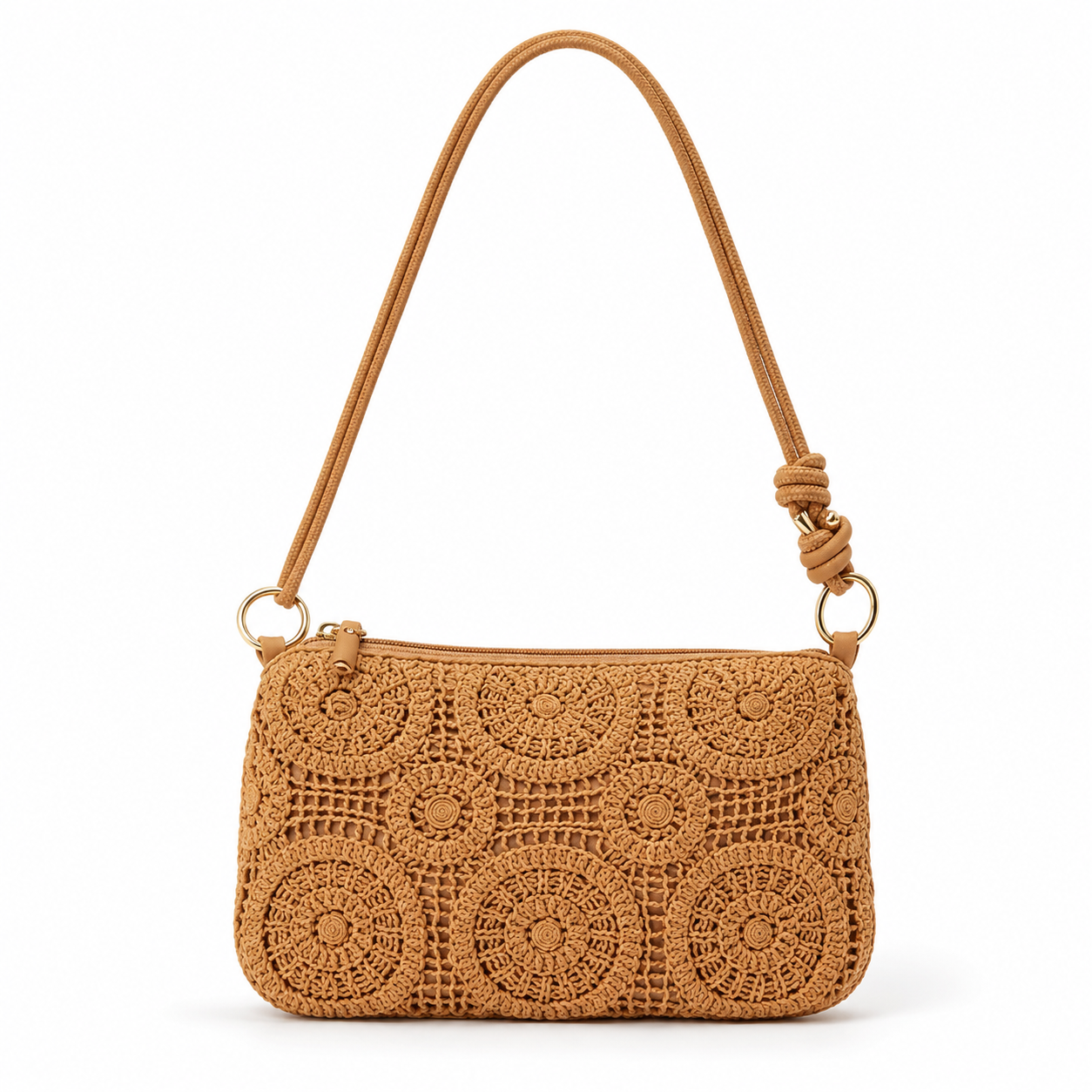 Floral Crochet Shoulder Clutch Bag - Image 2
