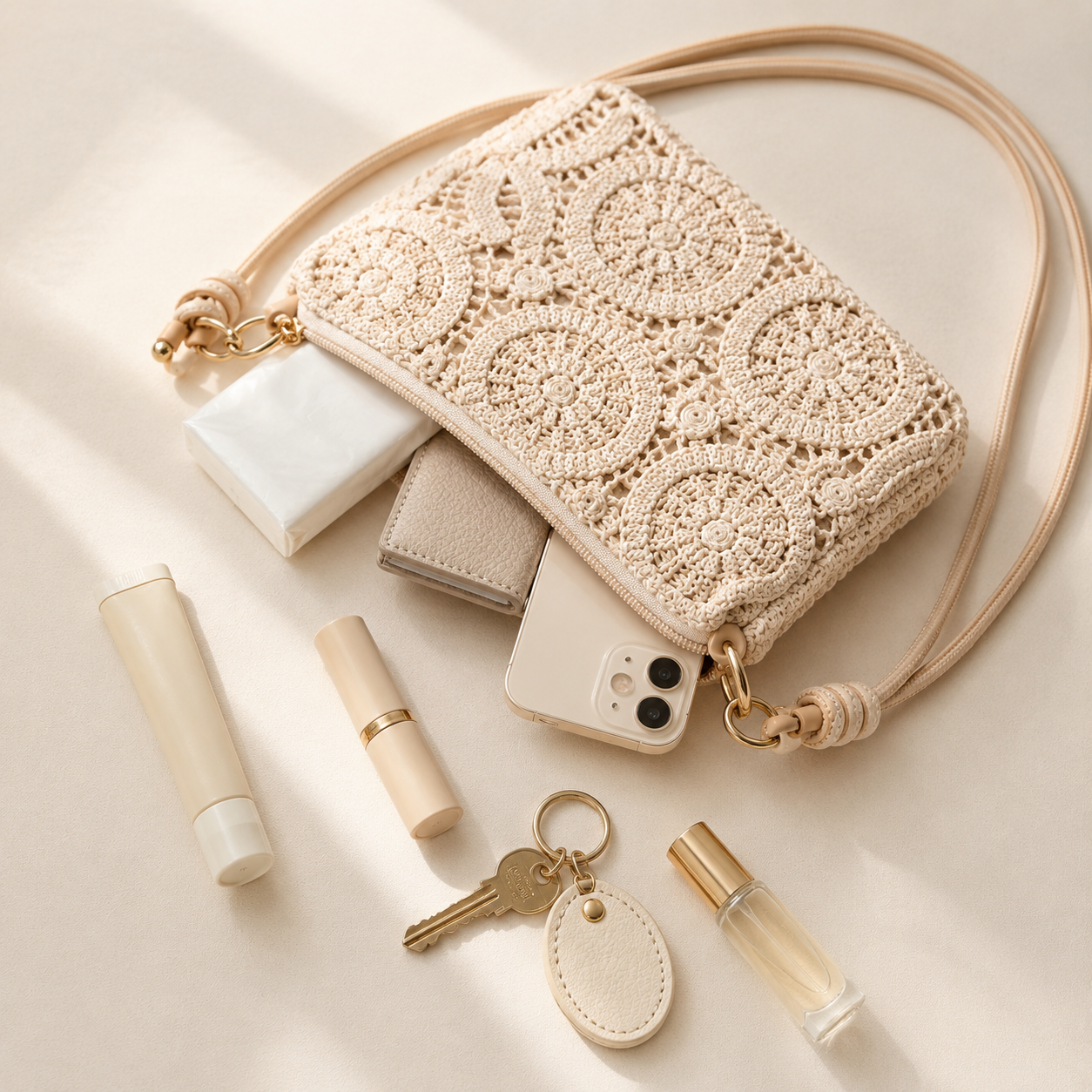 Floral Crochet Shoulder Clutch Bag - Image 8